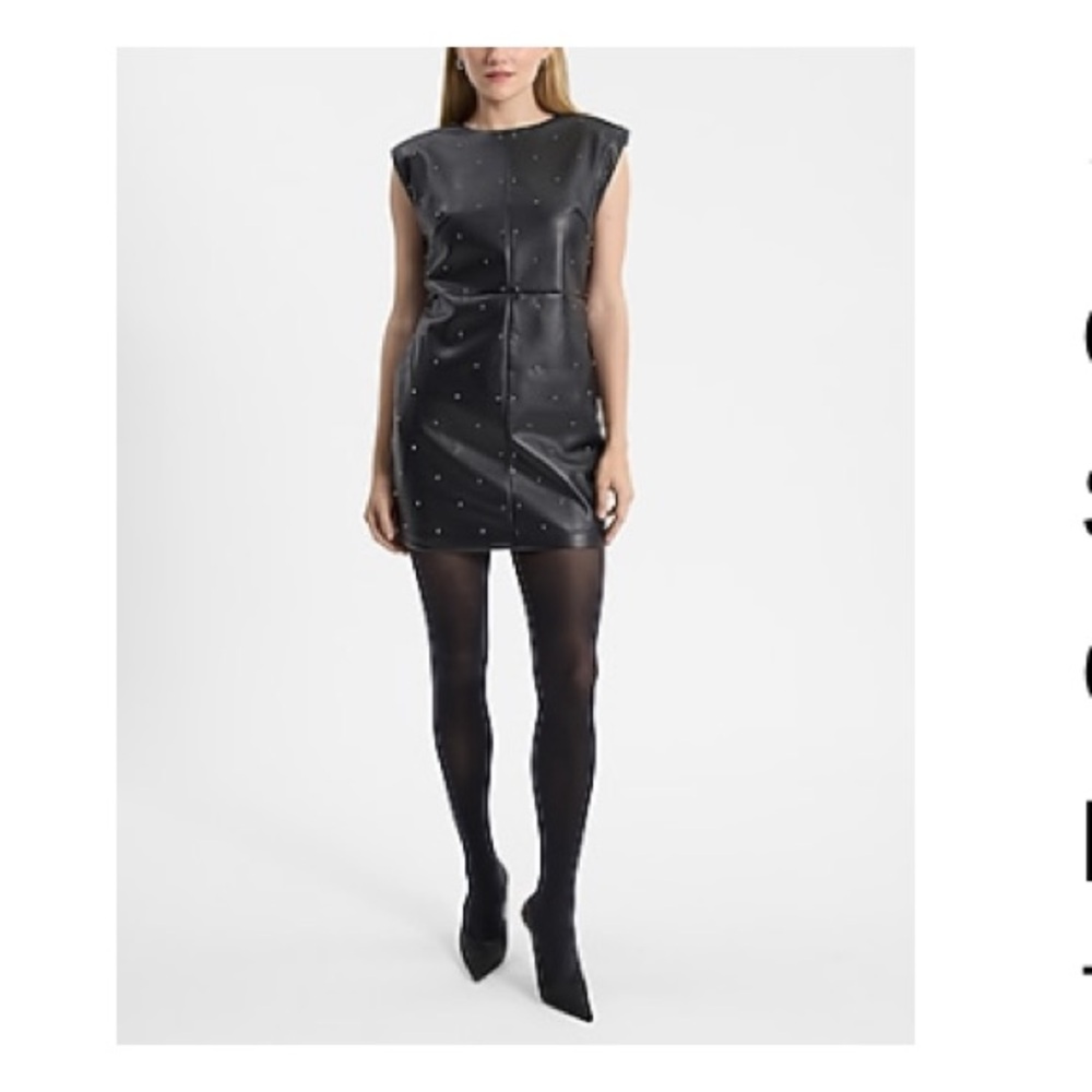 Express Black Faux Leather Studded Dress